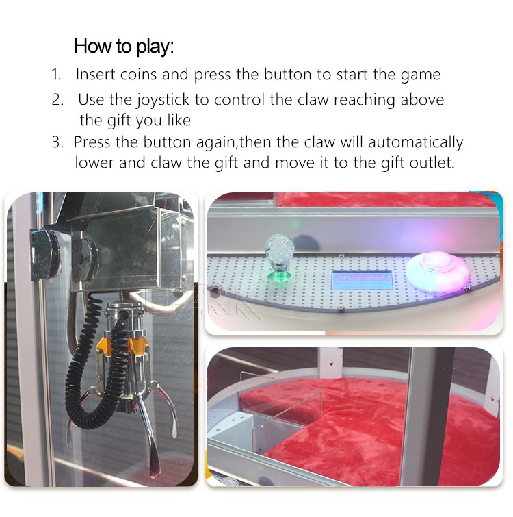Amusement Park Coin Pusher Cut Cate Arcade Crane Claw Machine For Kids
