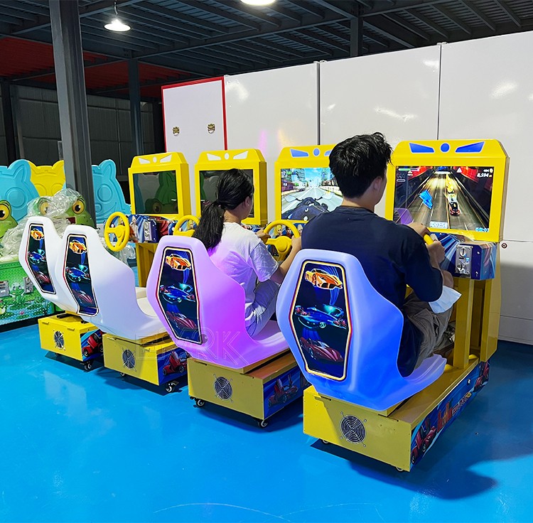 Indoor Game Center Simulator Arcade Car Racing Game Steering Wheel With Chair For Kids