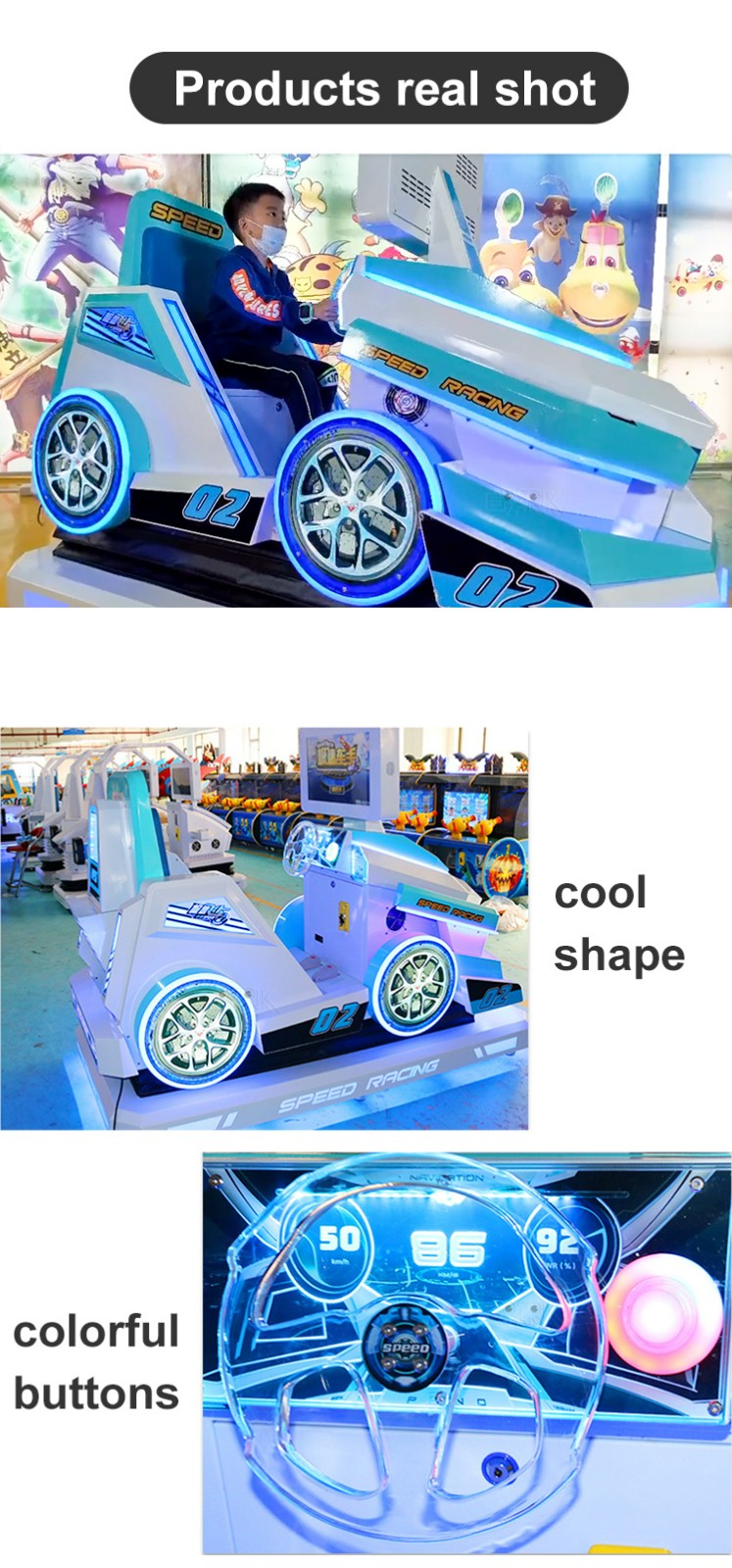 Indoor Kids Racing Car Amusement Arcades Games For Children