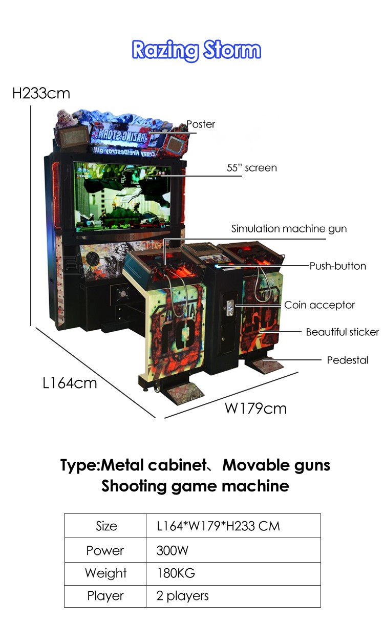 Indoor Coin Operated Gaming Zone Razing Storm Juego De Disparos Arcade Simulator Shooting Arcade Machine For Sale
