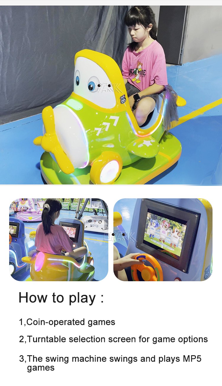 Coin Operated Kids Little Green Spaceship Kiddies Ride Swing Kiddie Ride Game Machine For Children