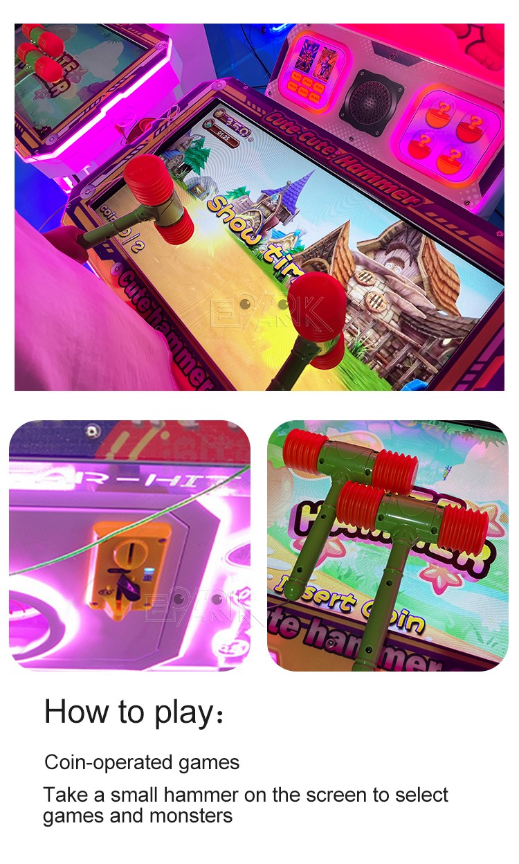 Children Hammer Game Machine Indoor Amusement Kids Arcade Hitting Hammer Video Game Machine Hammer Touch Screen Games Machine
