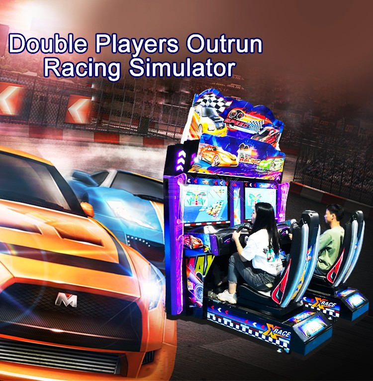 2022 Indoor Coin Operated Games 32 Lcd Outrun Car Racing Simulator Double Player For Arcade