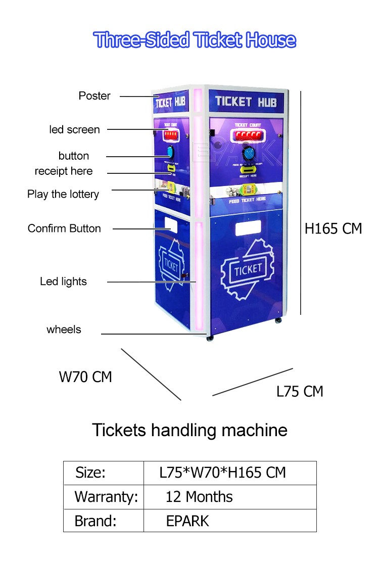 Stand Up 3 Sides Digital Ticket Cutter Cutting Tickets Station Eater Hub For Amusement Park