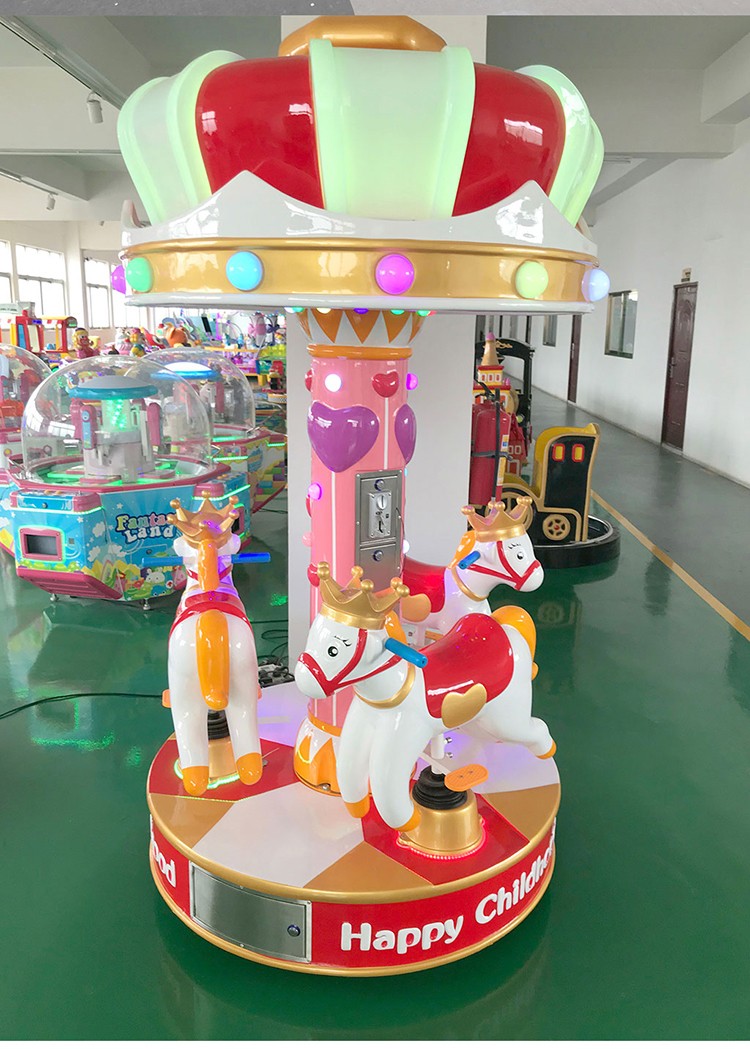 Children Merry Go Round Amusement Park 3 Person Carousel Horse Carousel Ride