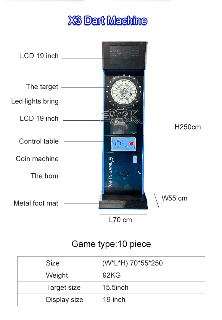 EPARK Coin Operated Game Arcade X3 Dart Machine Normal Electronic Darts Machine Price
