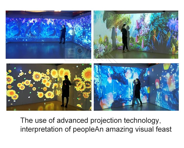 Popular Indoor Interactive Projection Decoration Interactive Projector System Immersive Romantic Flower Sea Wall Projection