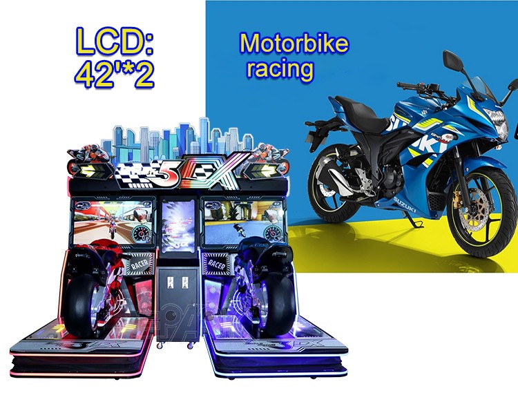 Coin Operated Family Entertainment Center Arcade Video Racing Motorbike Game Machine