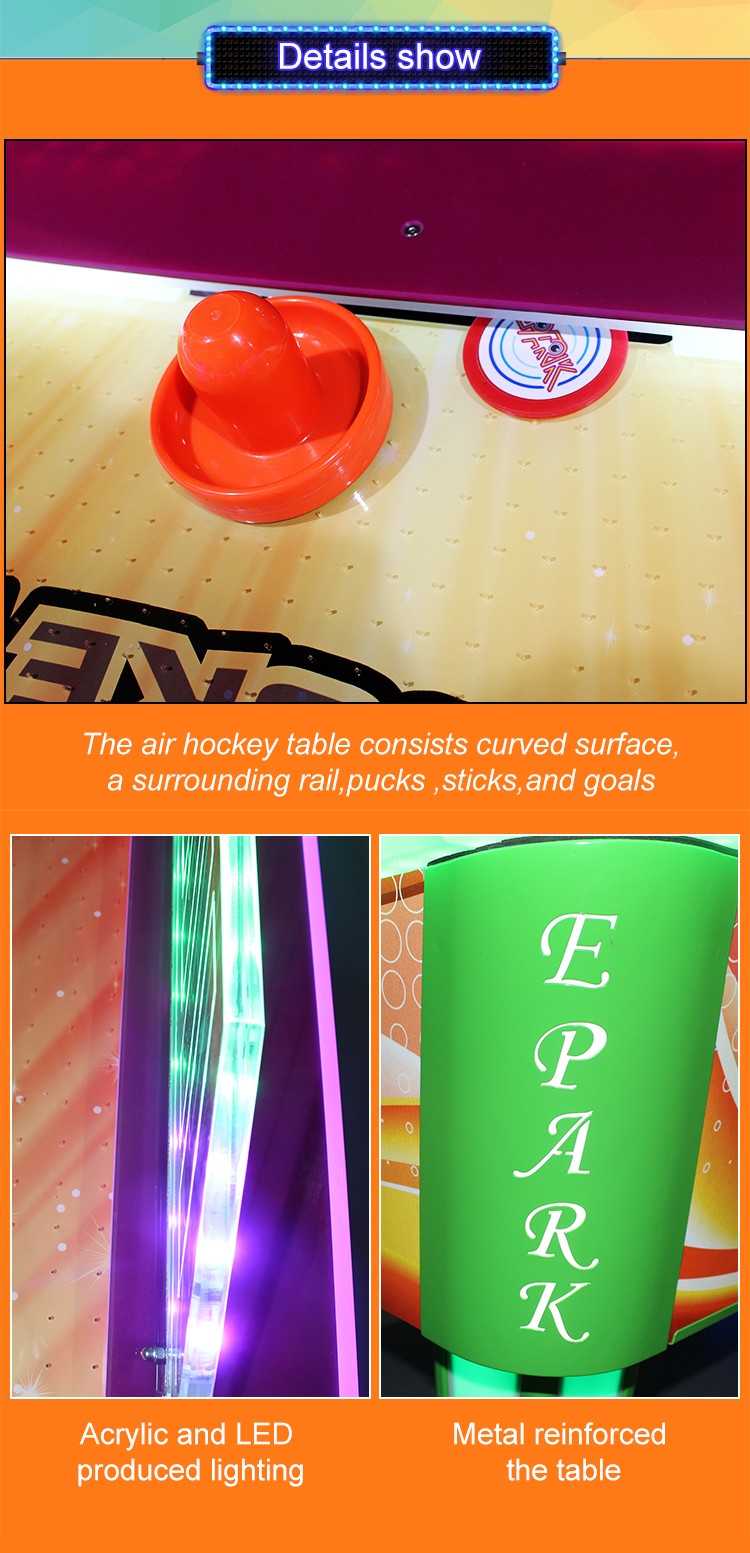 Coin operated Amusement Luxury Timing Function Table Top  Curved Hockey Table Mesa de hockey de aire Air Hockey