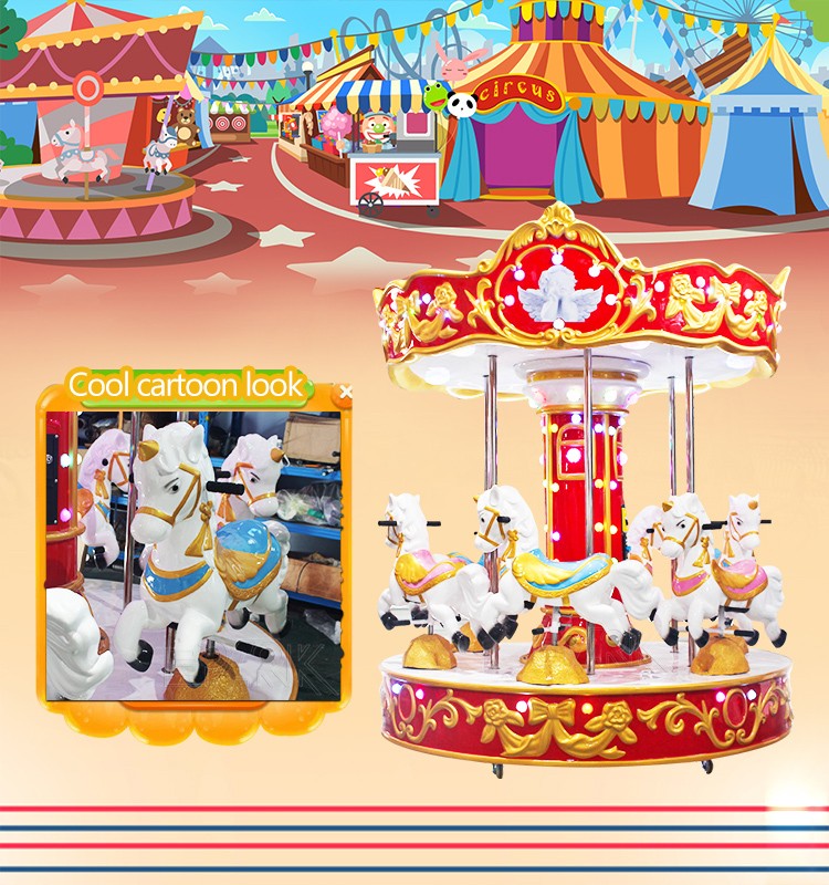 6 Seats Outdoor Rotating Carousel Kids Amusement Rides Commercial Mini Carousel