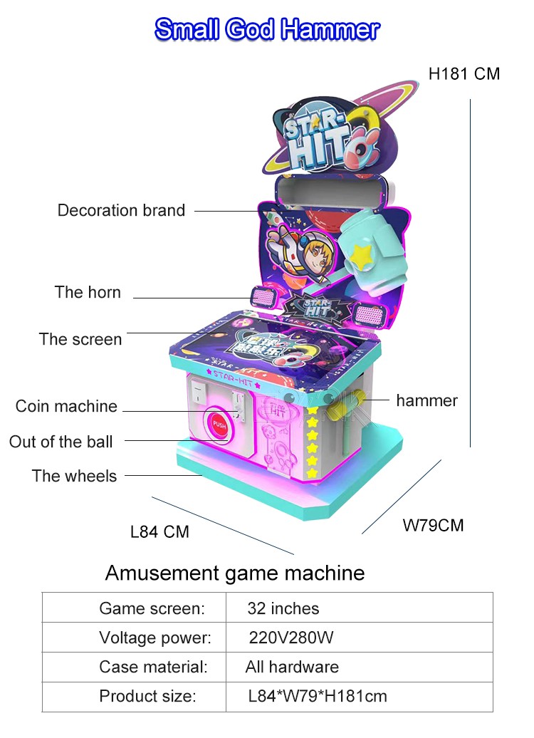 Children Hammer Game Machine Indoor Amusement Kids Arcade Hitting Hammer Video Game Machine Hammer Touch Screen Games Machine