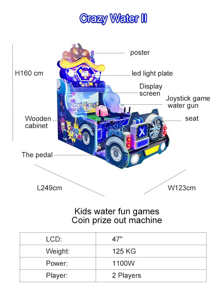 Popular Crazy Water 2 Simulator Video Coin Operated Arcde Game Tickets Redemption Games Water Shooting Game Machine
