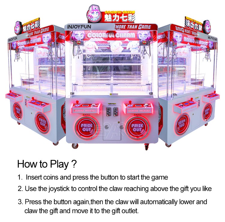 Coin Operated Game Arcade Skill Game Colorful New Super Toy Claw Box Claw Machine