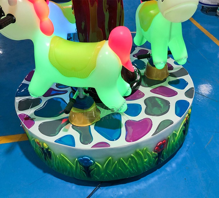 Amusement Park Attractive Flashing Musical Kids Rides Tree Carousel With 3 Seats