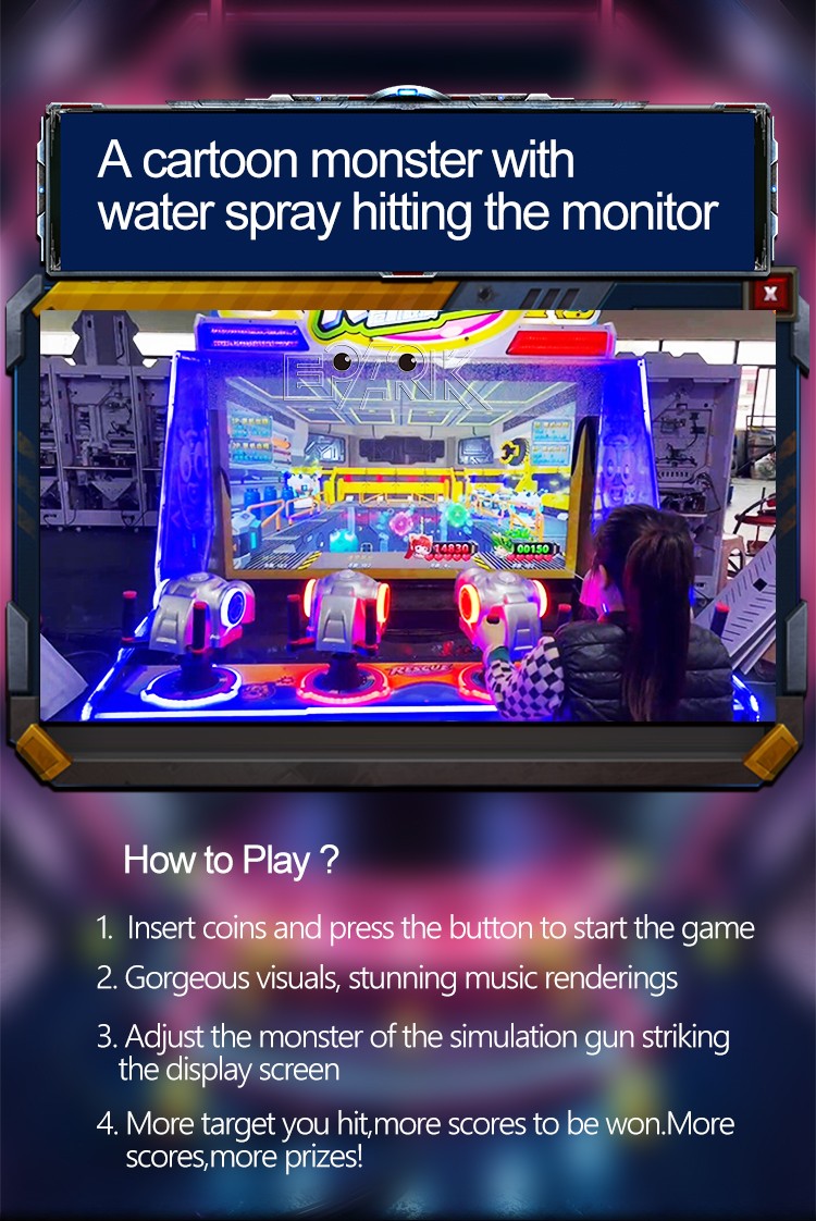Popular Coin Operated Amusement Machine Water Shooting Game Machines For 4 Players