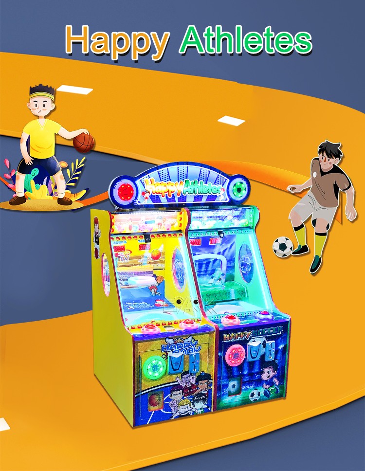 Kids Indoor Lottery Games Machine Happy Soccer 3 Amusement Arcade Game Machines Happy Athletes Token Coin Pusher Gaming Machine
