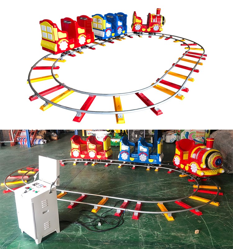 Kids Electric FiberglassTrain Amusement Park Rides 5 Seats Mini Track Train