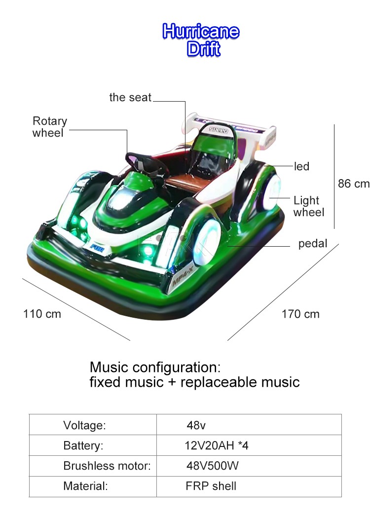 Funfair Electric Bumper Car With Remote Control Battery Bumper Car For Kids