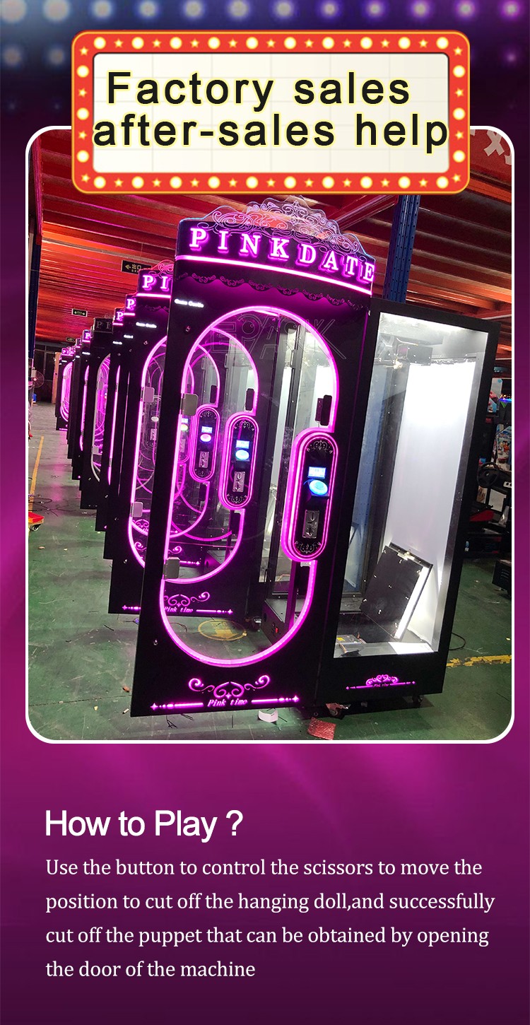 Coin Operated Arcade Game Machine Pink Date Cut Ur Prize Vending Prize Machine