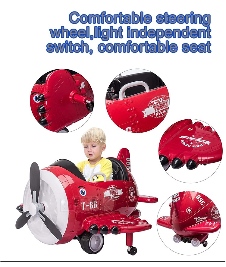 Kids 12v 2 Motors Airplane Power Electric Children Car
