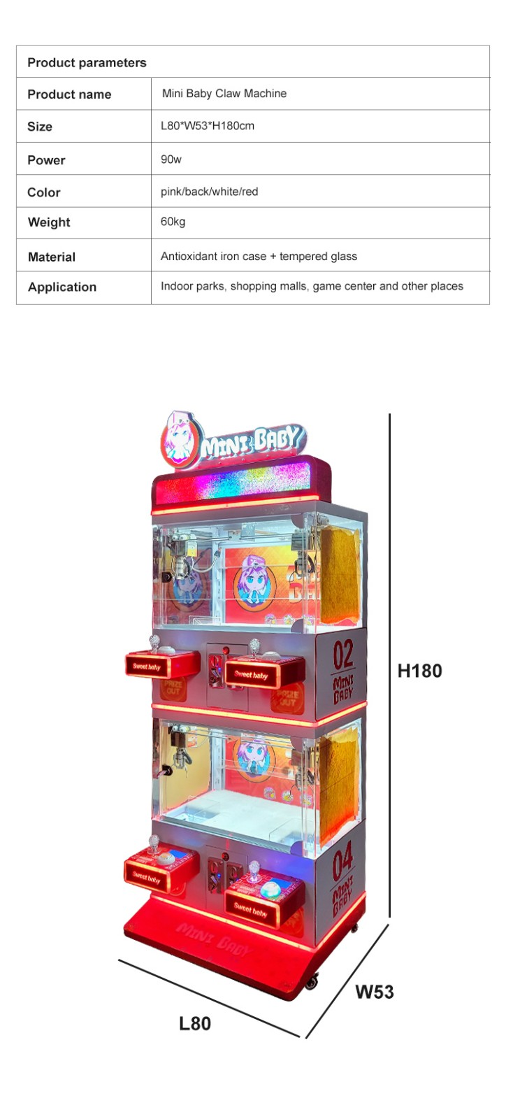 EPARK Coin Operated Arcade 4 Players Mini Claw Machine Crane Claw Machine For Sale