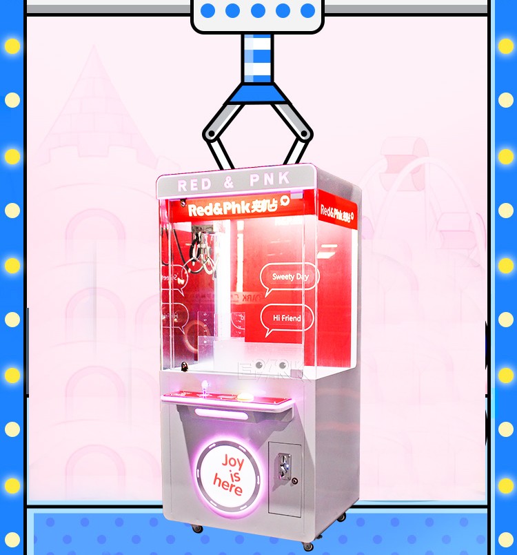 2022 Coin Operated Japanese Pink Mini Candy Light Doll Toy Plush Vending Crazy Toys 2 Claw Machine With Bill Acceptor