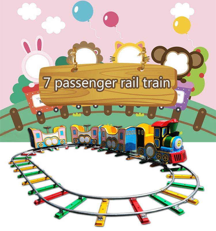 Outdoor Playground Equipment Carnival Games Battery 7 Seats Electric Mini Track Train