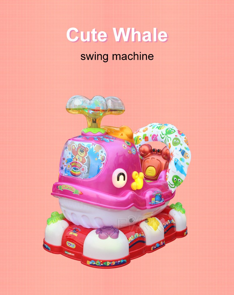 Amusement Coin Operated Cute Whale Children Swing Car Kiddie Rides Game Machine