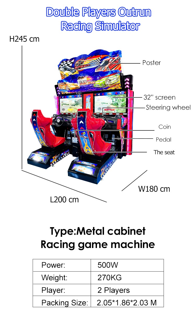 Coin Operated Gaming Machine 2 Players Outrun Arcade Machine Driving Simulator Arcade Racing Car Game Machine For Sale