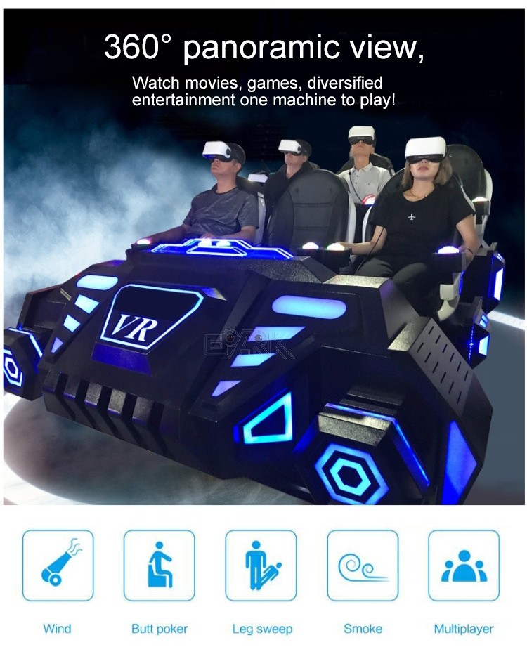 Amusement Park Rides 6 Players Dynamic Cinema Game Equipment 9D Virtual Reality Arcade Machine