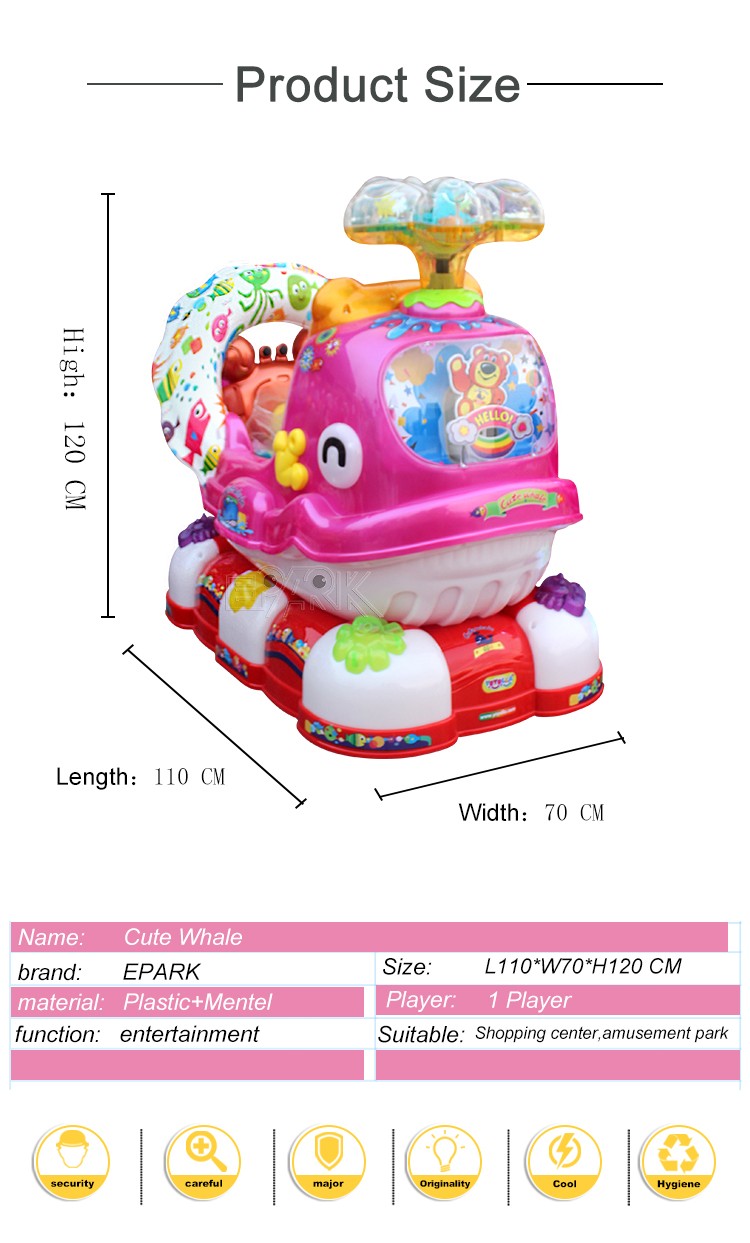 Wholesale Kids Coin Operated Rocking Game Cute Whale Amusement Game Machine