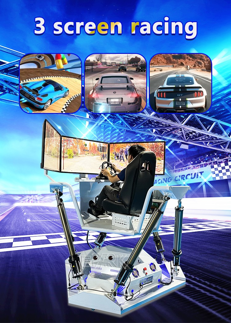 Electric Dynamic Platform Racing Simulator 3 Screen Car Driving Simulator
