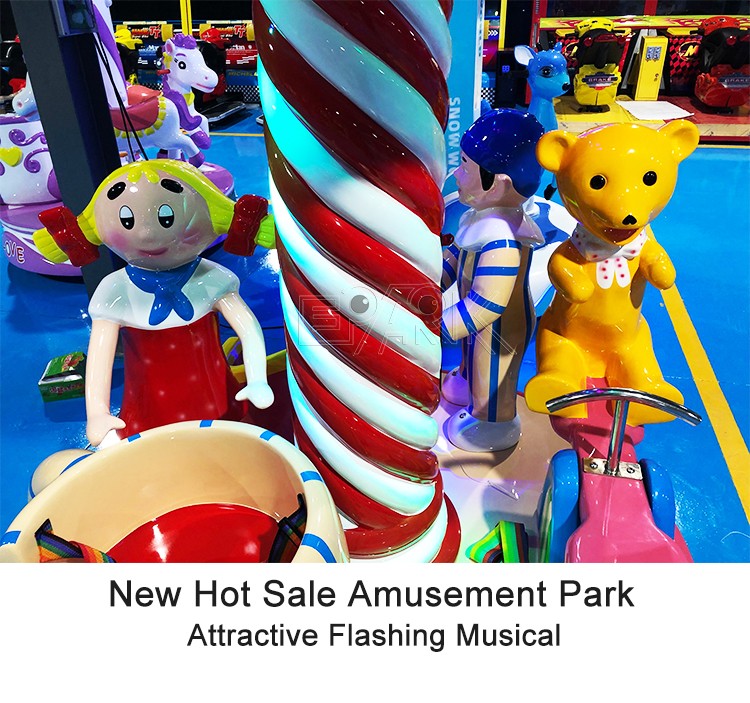 Children Indoor Amusement Park Equipment Merry Go Round Kids 3 seats Mini Carousel