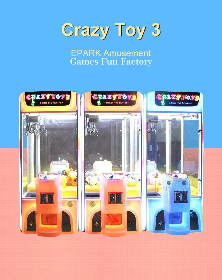 Amusement Machine Prize Gift Game Crazy Toy 3 Crane Toy Grabber Claw Game Machine Doll