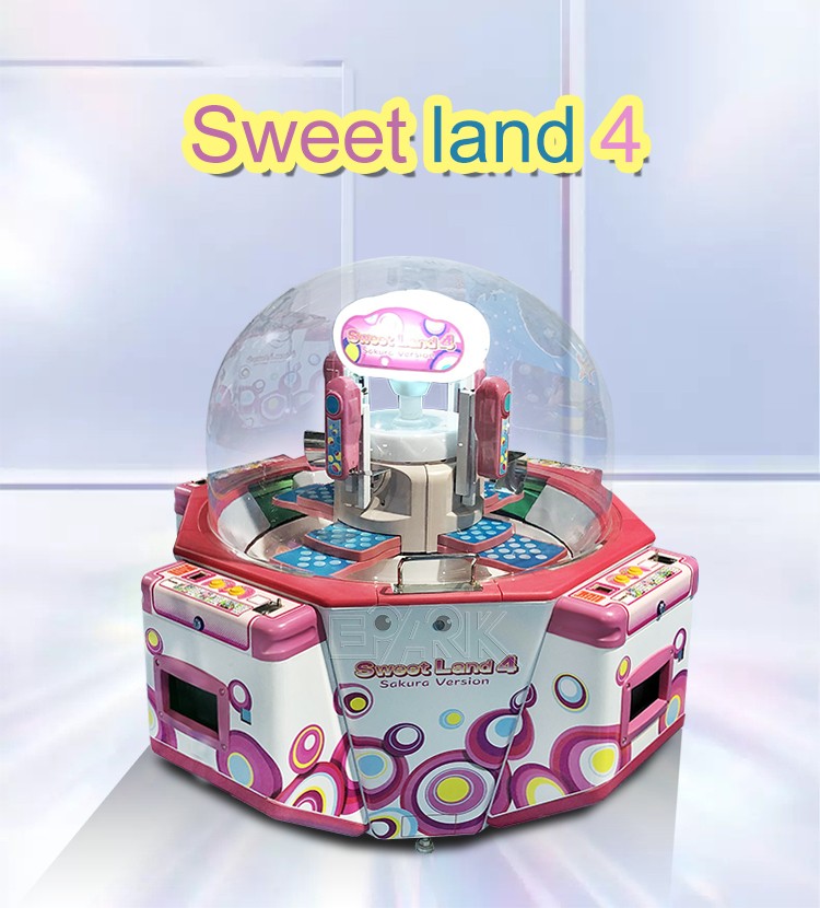 Coin Operated Game Machine Arcade Games Sweet Land 4 Players Pusher Candy Chocolate Claw Vending Machine