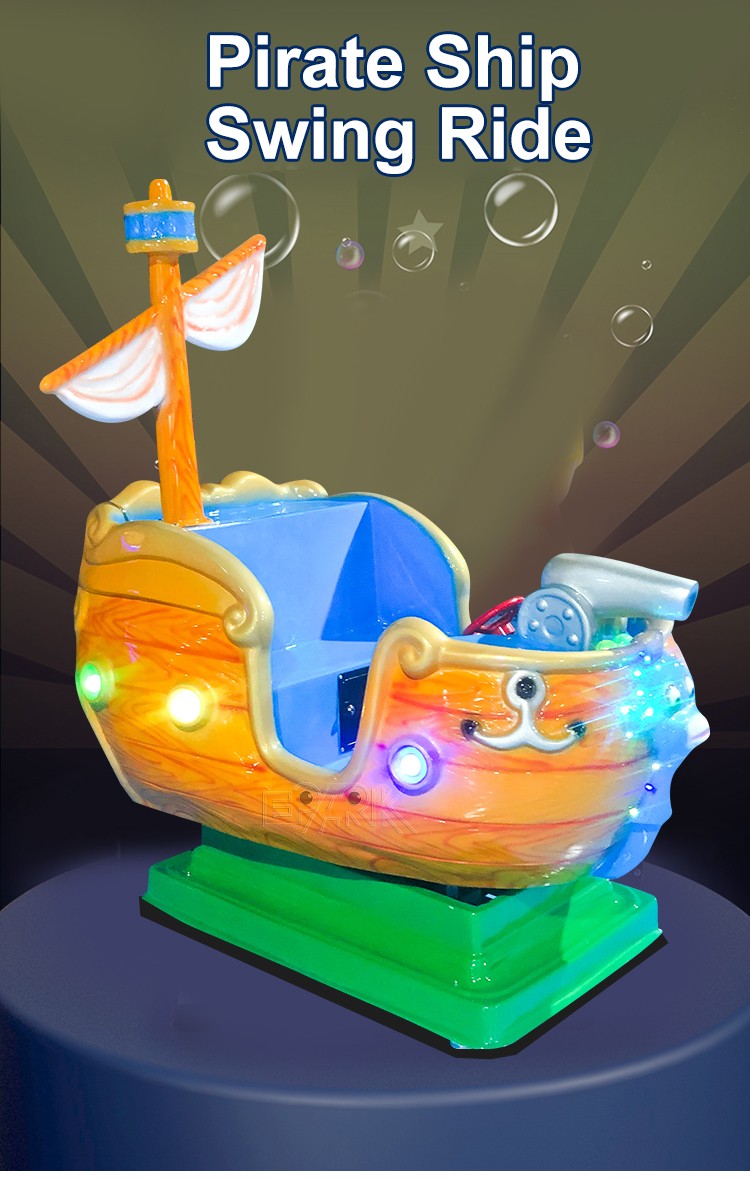 Kids Pirate Ship Swing Ride Coin Operated Fiberglass Kiddie Rides Video Game Machine