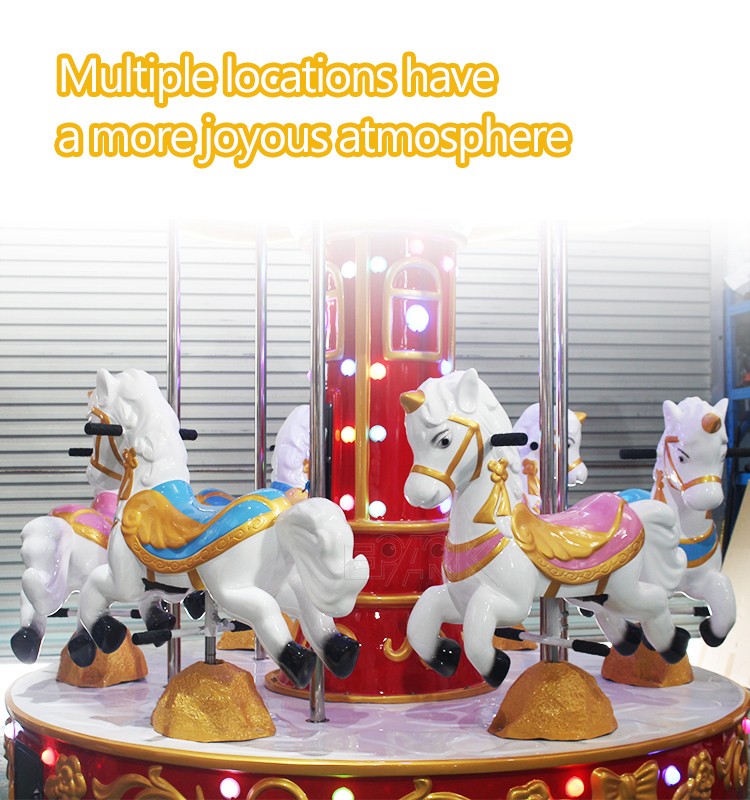Kiddie Rides 6 Seats Mini Merry Go Round Carousel Coin Operated Amusement Park Game Machine